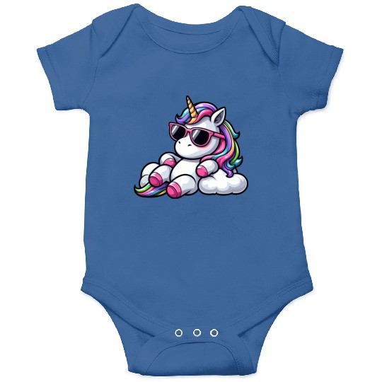 Cool unicorn sunglasses chill clouds sky Onesies