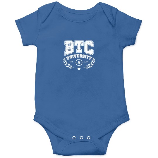BTC University Bitcoin College vintage retro Onesies