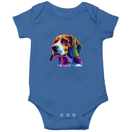 Colorful Beagle Dog Portrait Art Onesies