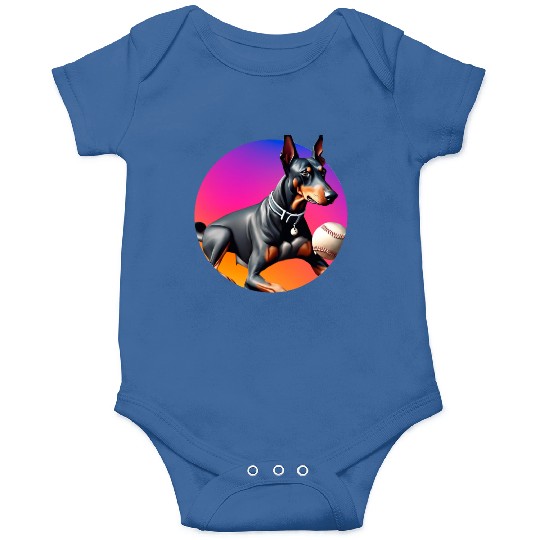 Doberman baseball player Onesies