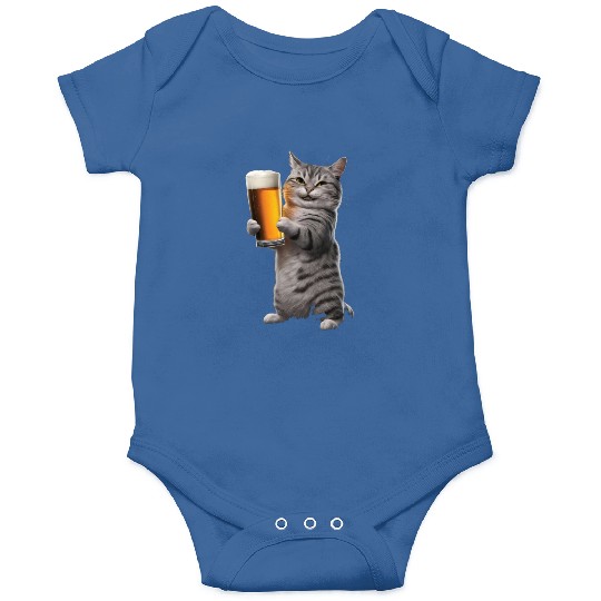 Cat Drinking Beer Realistic Onesies