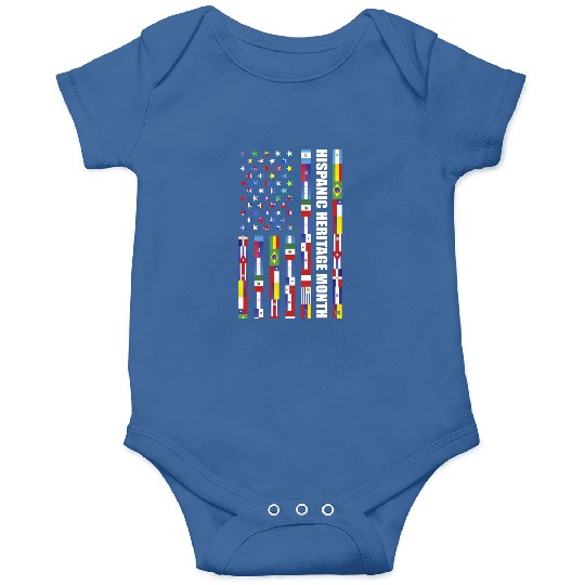 Hispanic Heritage month USA Flag all Countries Onesies