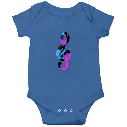 Music Clef Note Violin Treble Sound Vintage Retro Onesies