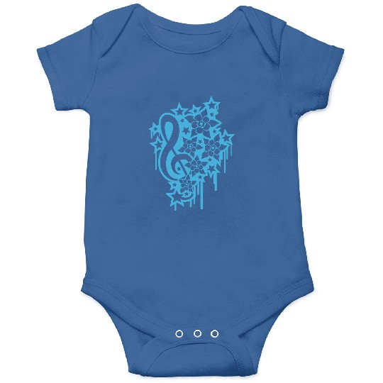 Music Clef Note Stars Graffiti Spray Flowers Sound Onesies