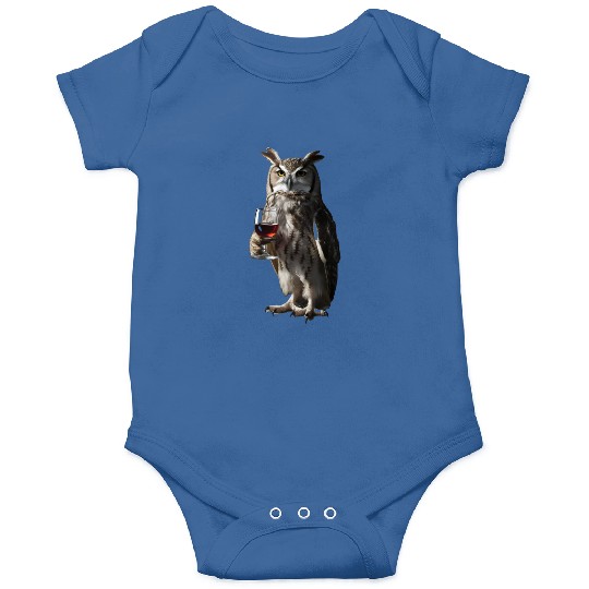 Owl Drinking Wine Realistic Onesies