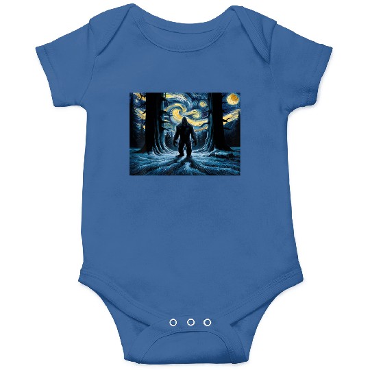 Mysterious Forest Bigfoot Night Sky Art Onesies