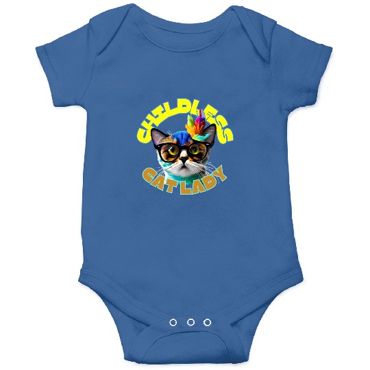 Colorful Cat with Glasses - Childless Cat Lady Onesies