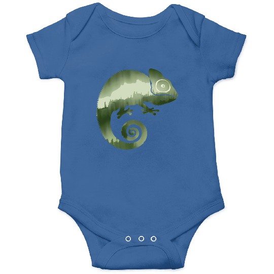green chameleon monochrome silhouette Onesies