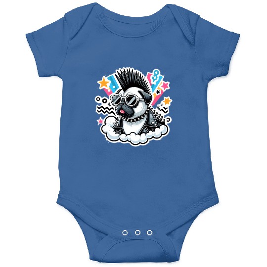 Punk rocker pug 9 Onesies