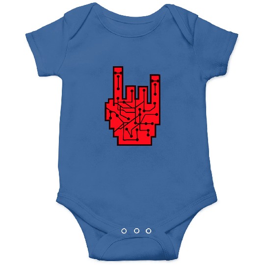 Heavy metal nerd electronic circuits hand gesture Onesies