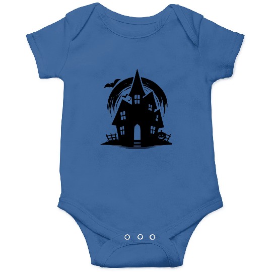 Bat Full Moon Haunted House Halloween Tattoo Onesies