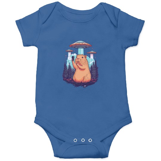 Funny Graphic Onesies Capybara Selfie With Ufos Weird