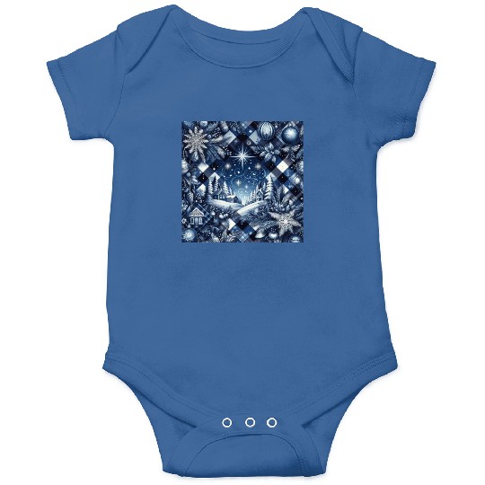 flannel blue and white christmas Onesies