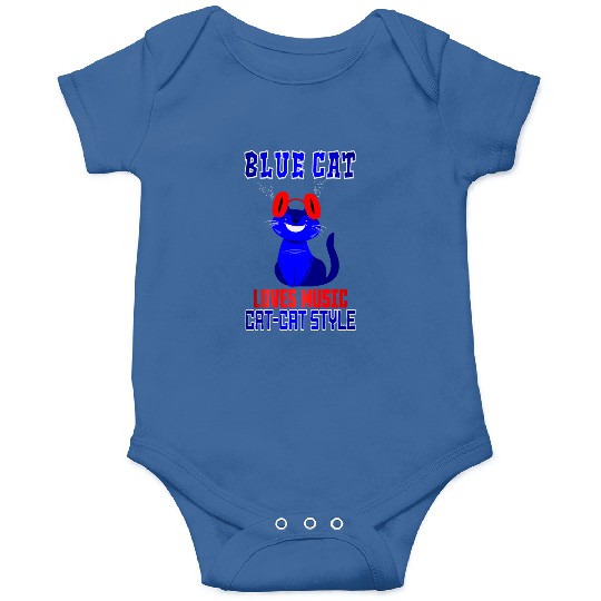 BLUE CAT LOVES MUSIC Onesies