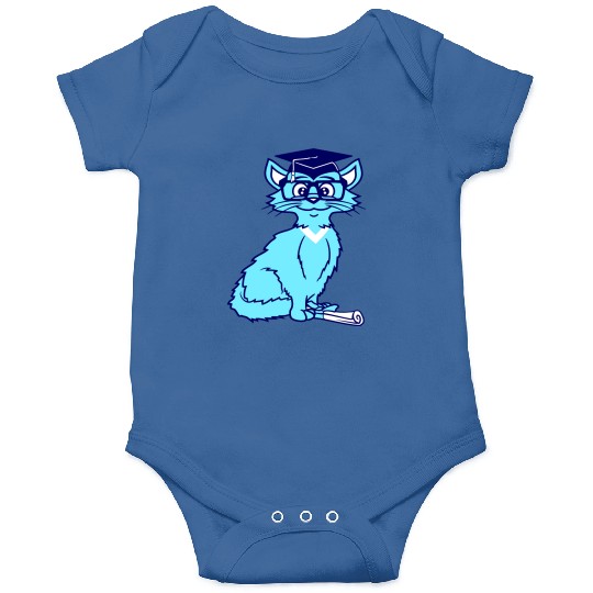 College Degree Cat School-leaving Certificate Pass Onesies