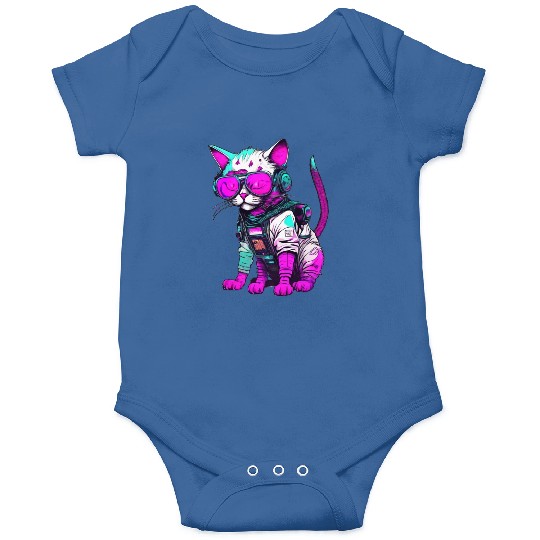 Punk Space Cat with Neon Goggles Onesies