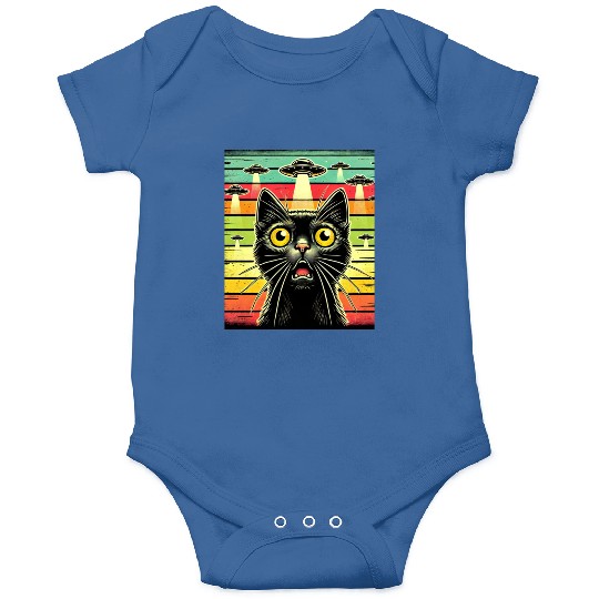 Fun Cat sunset Galaxy Cat Spaceship Alien Cat UFOs Onesies