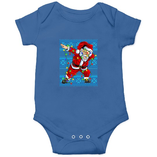 Dabbing Santa Christmas Tree Lights Onesies