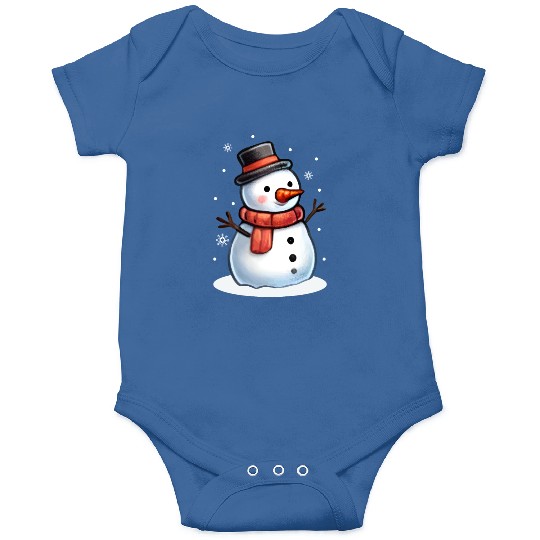Happy snowman with red scarf and top hat Onesies