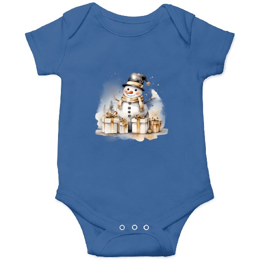 Black Gold Snowman, Merry Christmas Onesies