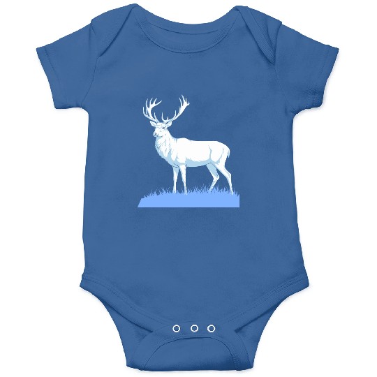 White Stag Deer Standing In Grass Onesies