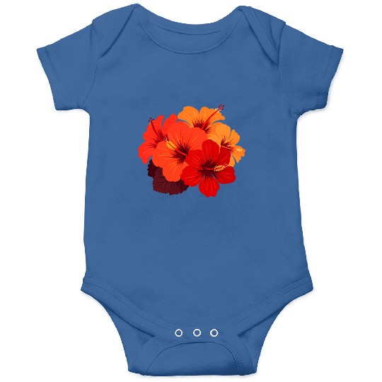 Vivid Hibiscus Tropical Floral Design Onesies