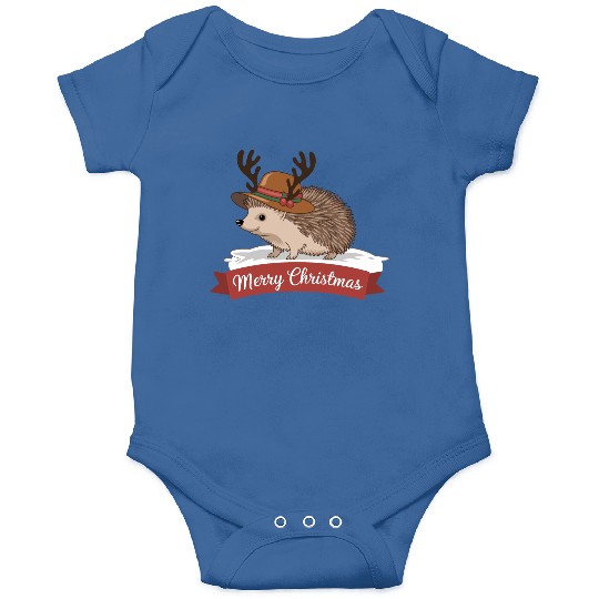 Happy Hedgehog Merry Christmas Deer Antler Hat Onesies