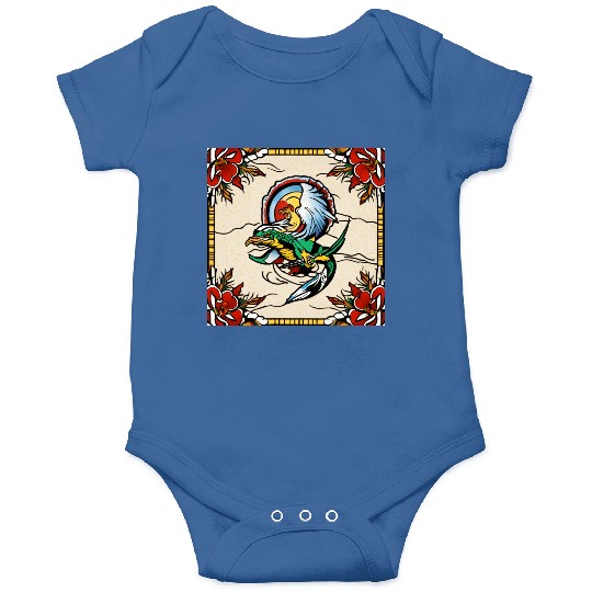 Dragonbird in Stained-Glass Garden" Onesies