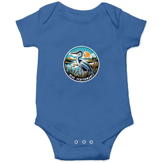 Great Blue Heron Beak Performance Retro Onesies