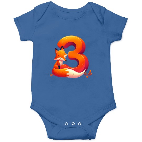 Creative Fox and Number 3 Kids Design Onesies