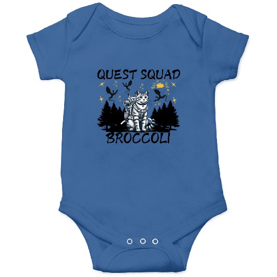 Retro Quest Fantasy Squad Broccoli Funny Cat Lover Onesies