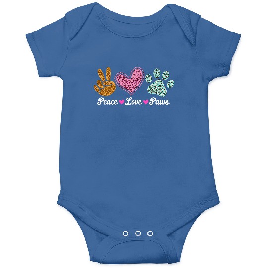 Peace Love Paws Leopard Print Design Onesies