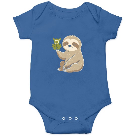 Taurus Zodiac Sloth with Leaf Symbol Serenity Onesies