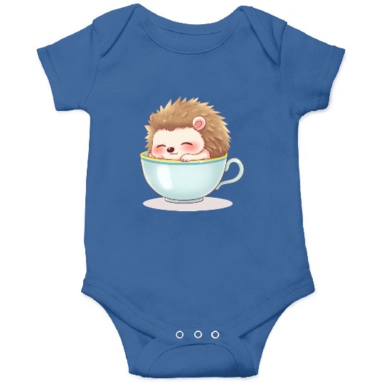 Cute hedgehog relaxing in a light blue cup Onesies