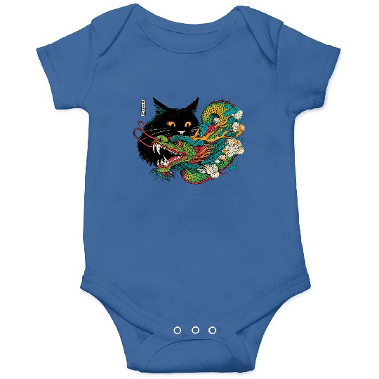 Ukiyo-e Black Cat Chinese Dragon Onesies
