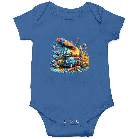 Multi-Colored Vehicles Onesies