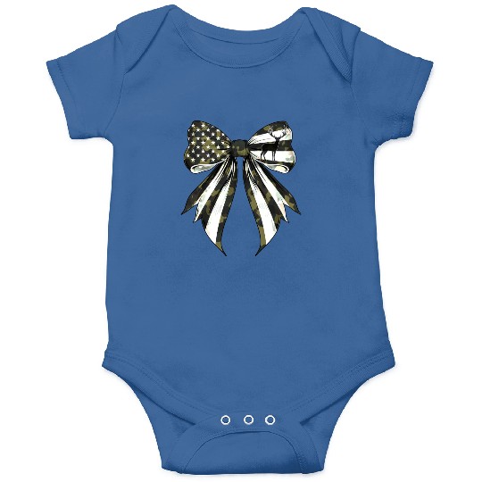 Coquette Bow Deer Hunting Camouflage US Flag Pride Onesies