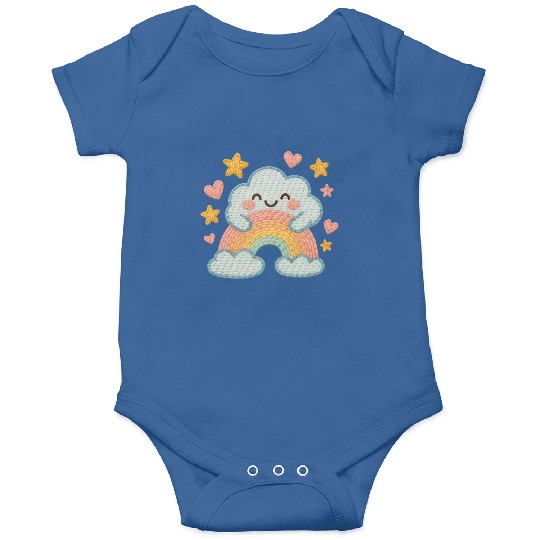 Smiling Cloud Rainbow – Embroidered Kids Logo Onesies