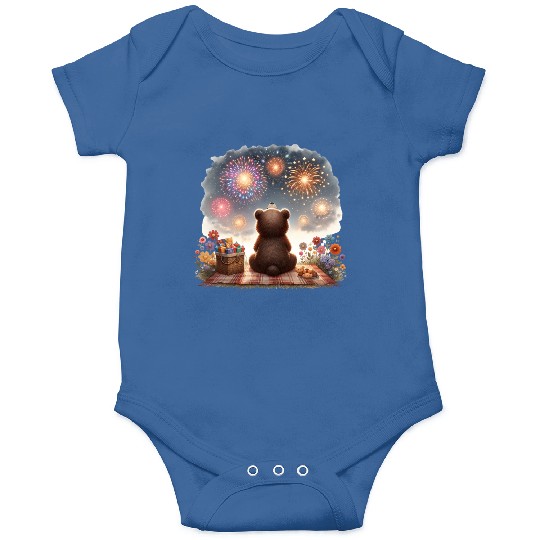 Fireworks Picnic Bear – Night Sky Celebration View Onesies