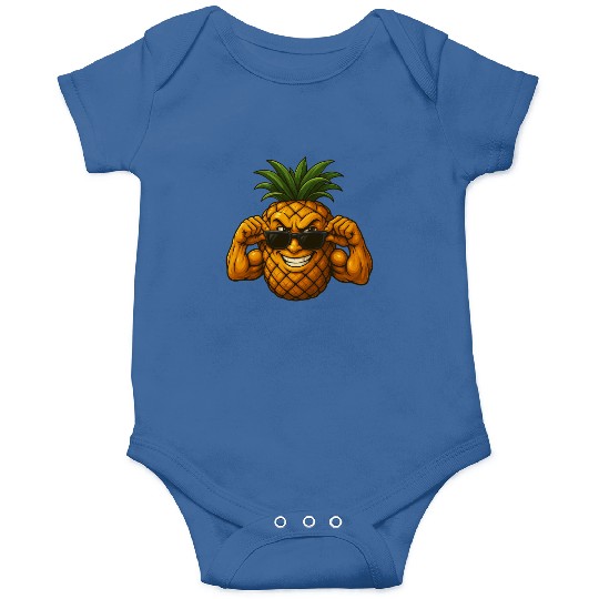 Cool pineapple sunglasses muscles biceps fruit Onesies