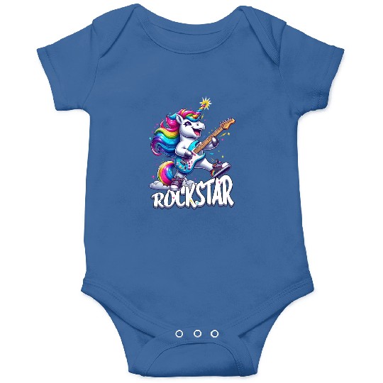 Rockstar Unicorn Playing Rainbow Guitar Onesies