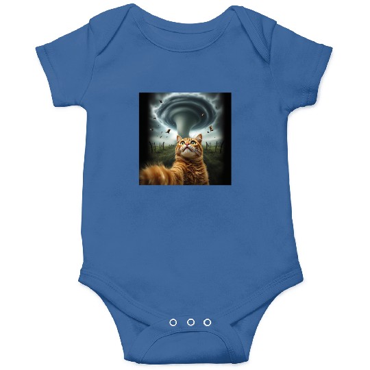 Funny Tornado Cat Selfie Flying Cow Meme Onesies