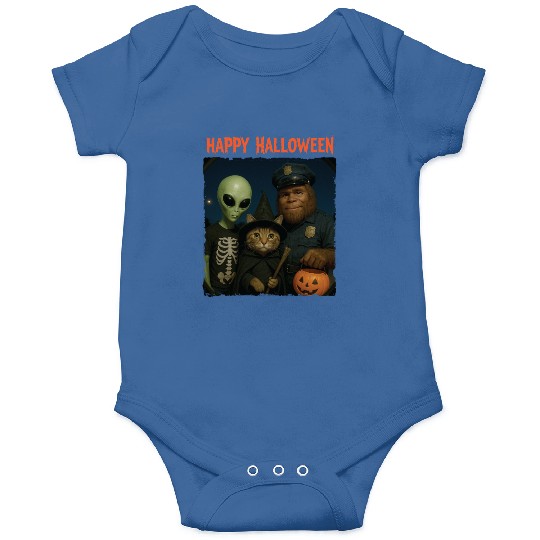 Bigfoot Alien Tabby Cat Funny Halloween Trick or Onesies