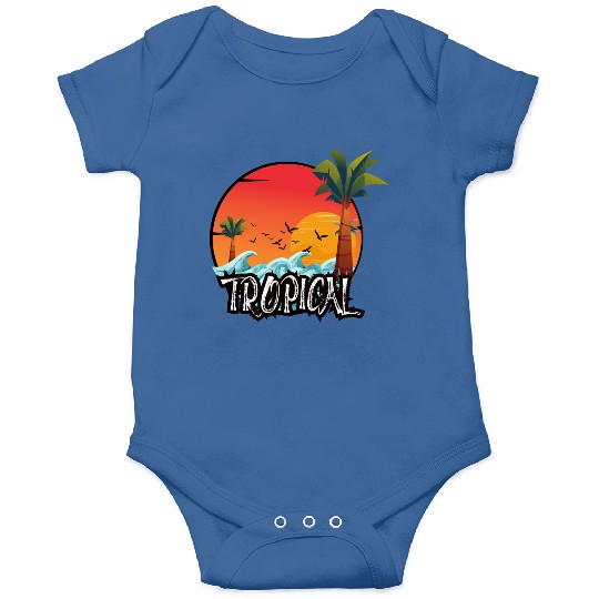 Vibrant Tropical Sunset Scene Onesies