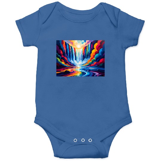 Vibrant Rainbow Waterfall & River Onesies