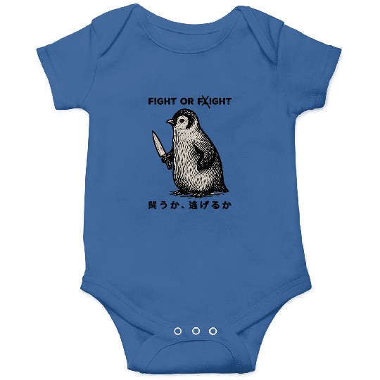 Funny Fight Or Flight Meme Penguin With Knife Onesies