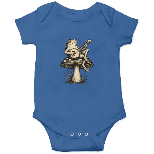 Folk Toadstool Jam | Banjo Frog Cottagecore Art Onesies