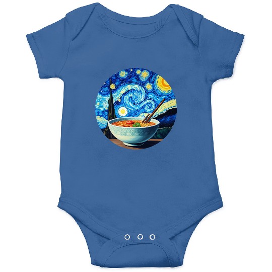 Van Gogh's Starry Night ramen noodle Bowl japanese Onesies