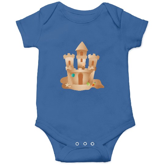 Sandcastle with Shells and Starfish on the Beach Onesies