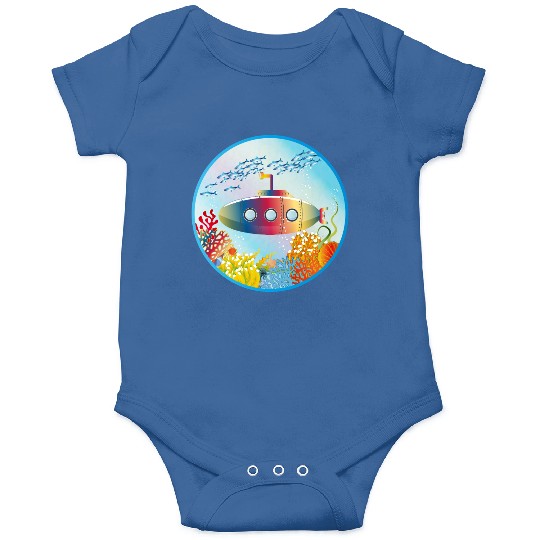 Colorful Submarine in a Tropical Coral Reef Onesies